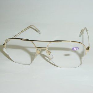 (NWT) Vintage 90's Square Metal Double Bridge Reading Glasses +1.25